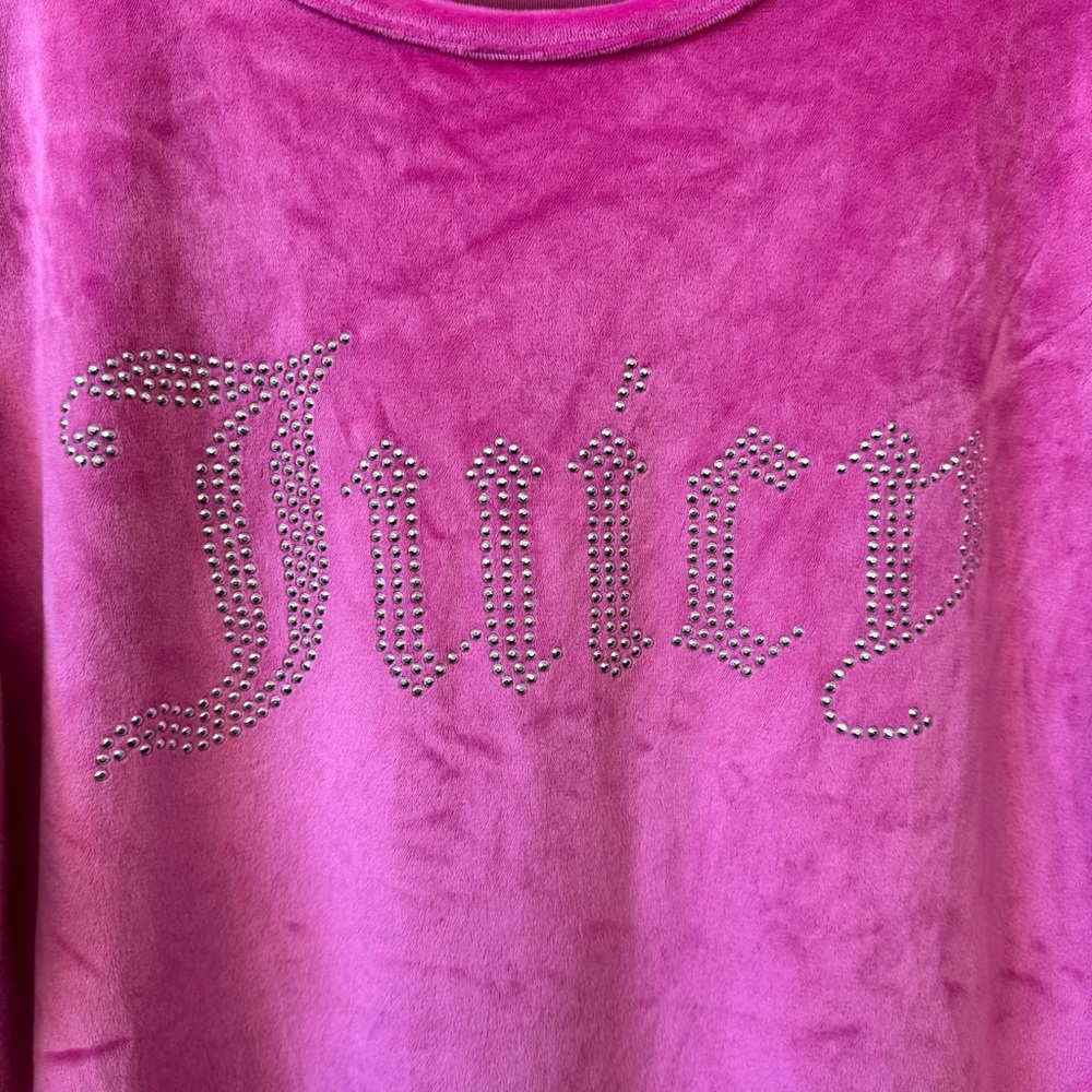 Juicy couture sleepwear velour soft pullover pink stuffed logo top - Picture 2 of 4